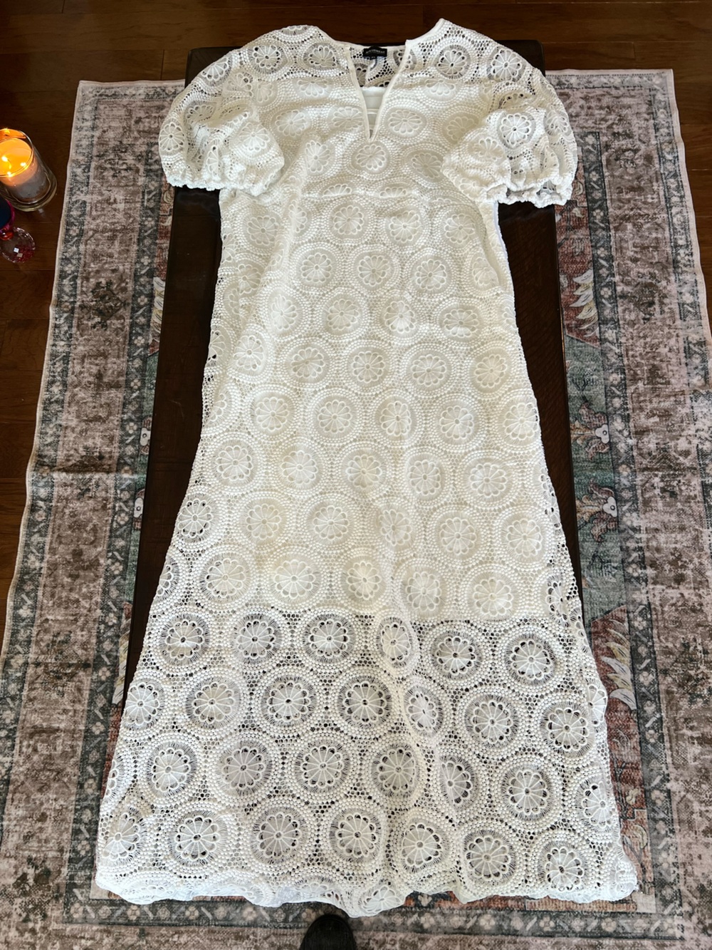 XPlusWear Eyelet Lace Midi Dress in White - Picture 6 of 11